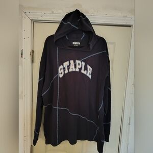 Staple Pigeon Blue/White Sherpa Logo Hooded Shirt